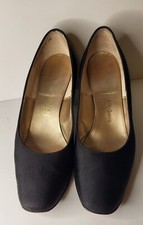 Vintage Saks Fifth Avenue Black Fabric Grosgrain Pump Shoes Sz. 6 1/2 AAA