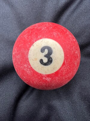 Vintage Pool Ball Number 3 Three Billards Pool Hall Bar Game 1980s Red Solid
