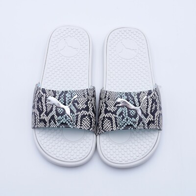 PUMA Women's Cool Cat Snake Slide Sandals 380794-01 White/Silver