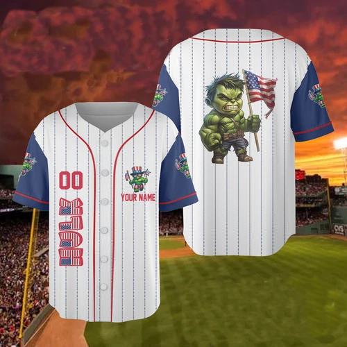 Personalized The Incredible Hulk Happy Independence Day Baseball Jersey Shirt