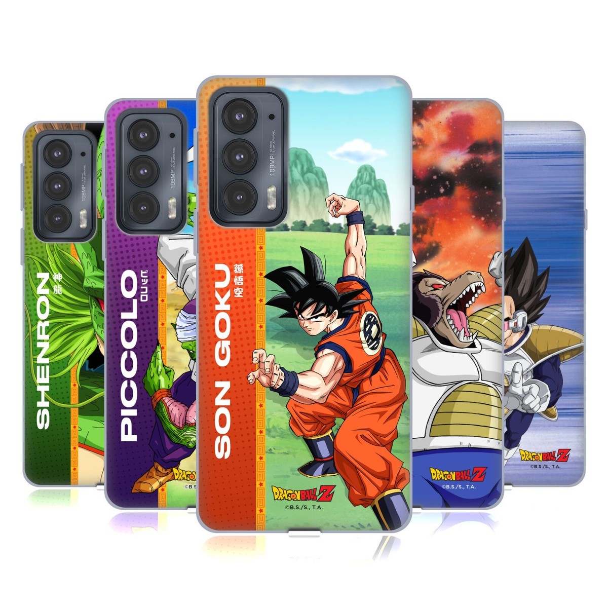 Personalaizer Cover ufficiale compatibile con Samsung Galaxy S22 Ultra con Dragon Ball Z Multipersonaggi Goku Piccolo Krillin Ten Shin Han - Cover in silicone TPU flessibile trasparente