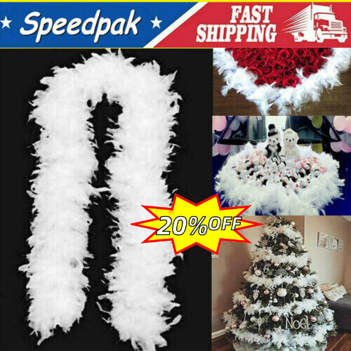 2M Christmas Tree White Feather Boa Strip Xmas Ribbon Home Party Garland Decors