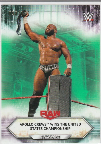 2021 Topps WWE #78 Apollo Crews Wins US Championship Light Green #98/199