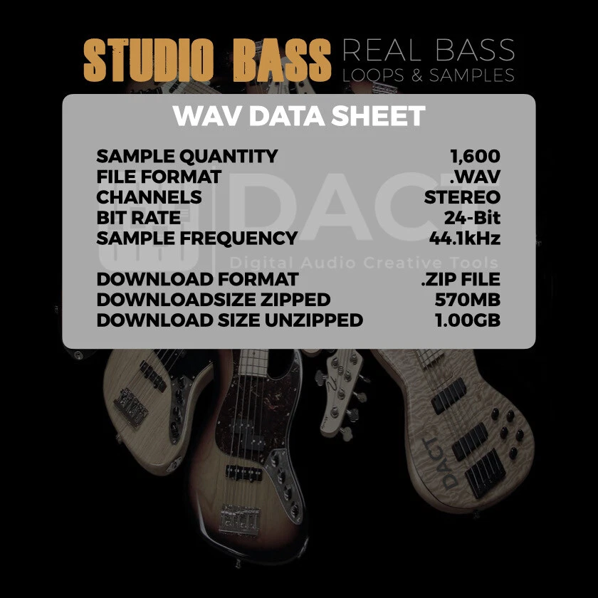 Studio Bass Guitar Sample Library 1 600 High Quality WAV Samples