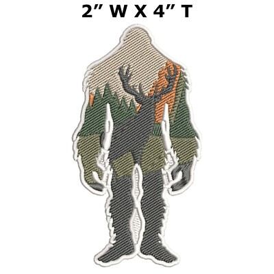 BIGFOOT Iron On Patch : Sasquatch Silhouette Yeti Big Foot : Embroidered Badge