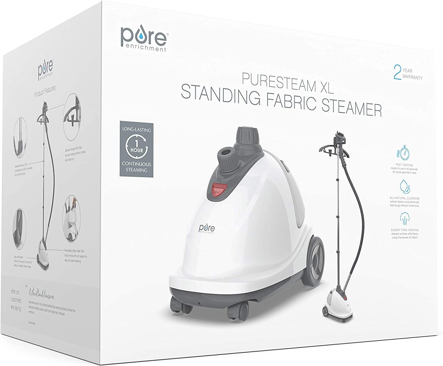 Pure Enrichment® Puresteam™ XL Standing Steamer with Garment Hanger