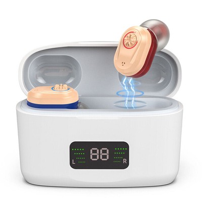 1Pair Invisible Hearing Aids MiNi Digital Sound Amplifier Enhancer With Battery