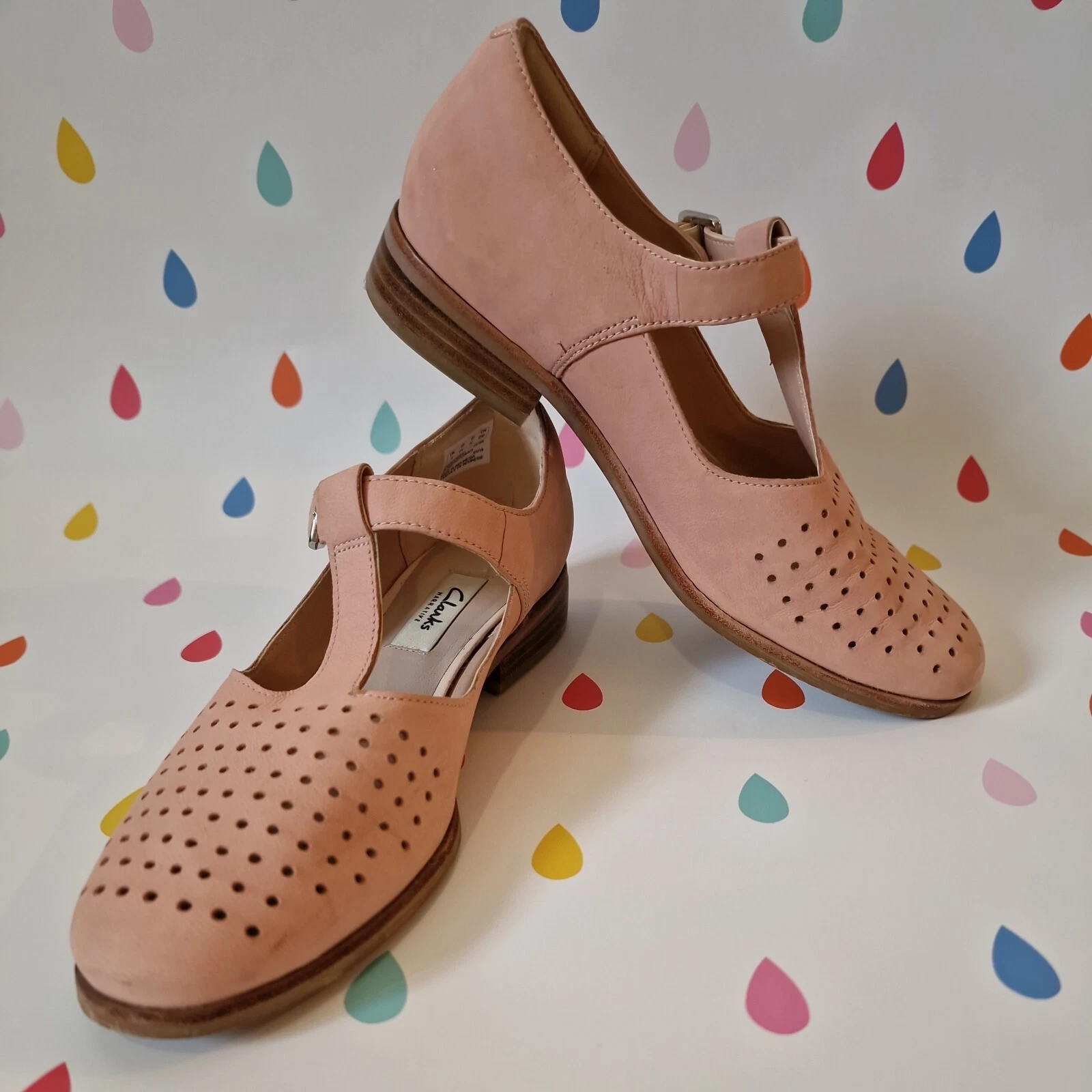 Scarpe T Bar Clarks Narrative UK 4 Hotel Vibe in pelle rosa Mary Jane