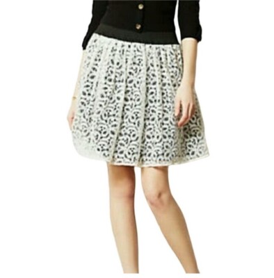 Anthropologie HD Paris White Lace Mini Skirt S | eBay