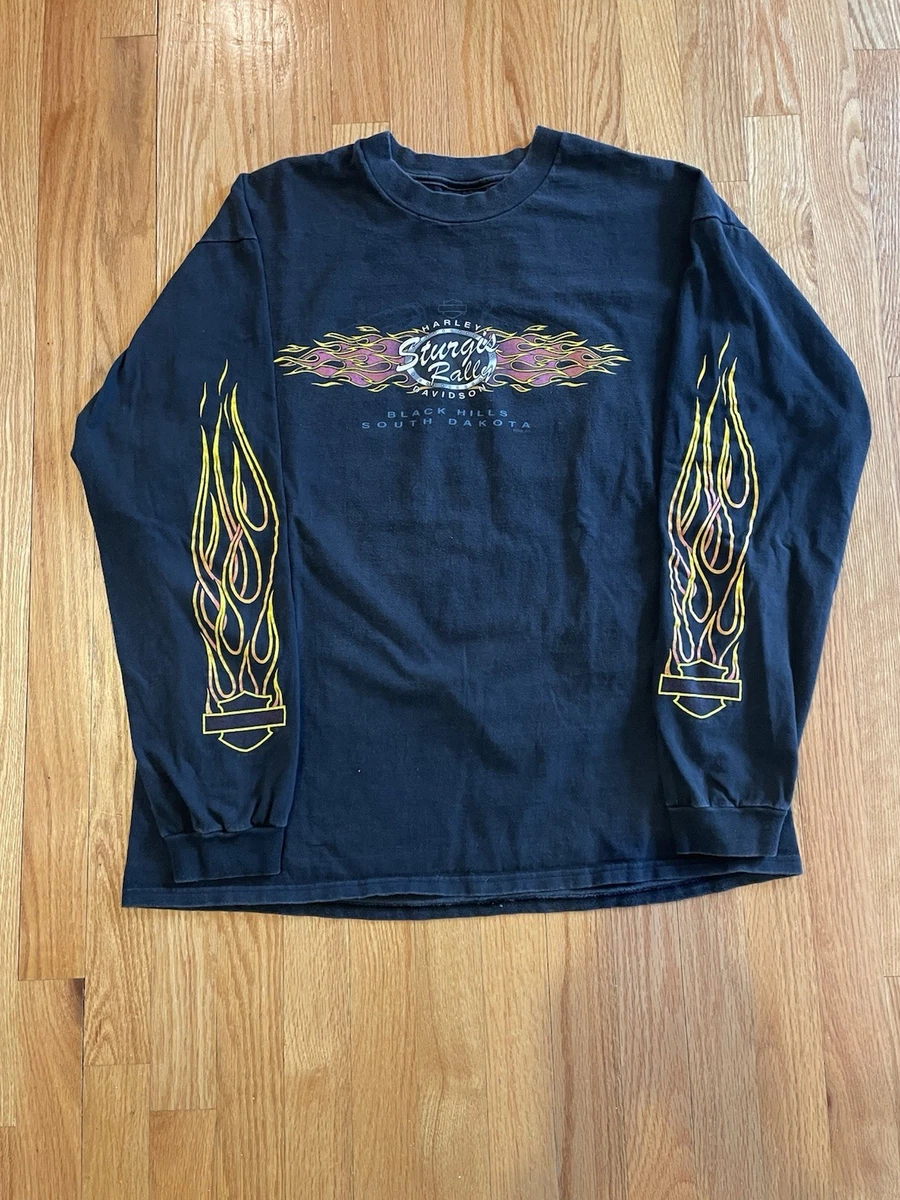 Vintage Harley Davidson Sturgis Rally Shirt Longsleeve Flames Sz