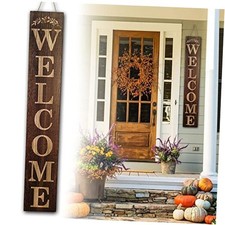 Welcome Sign for Front Door 47 Inch Tall Wood 47 inch Brown Rustic Welcome