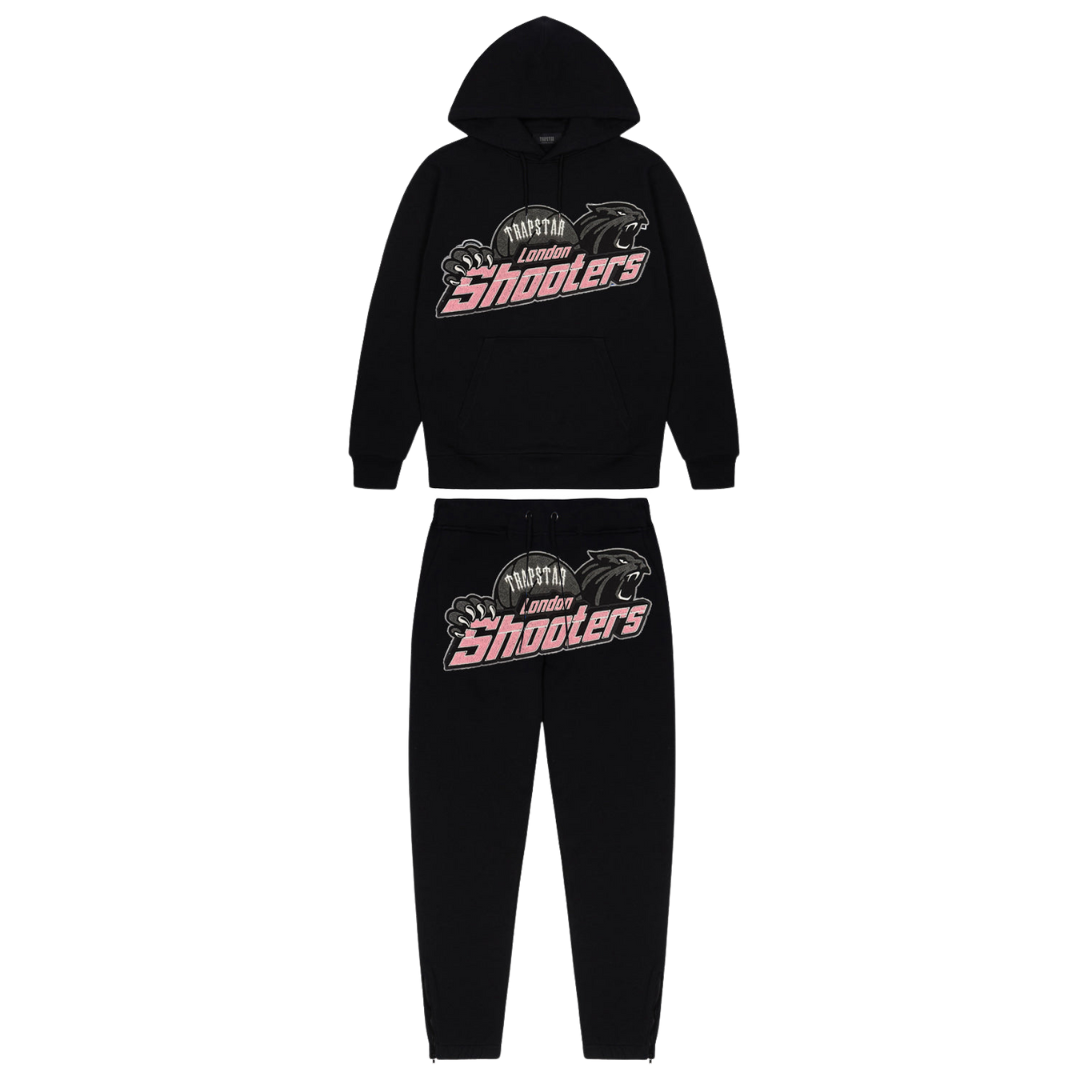 TRAPSTAR SHOOTERS HOODED TRACKSUIT BLACK PINK UK