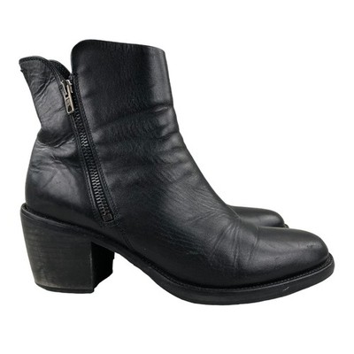 ALBA Women's Size 39 Black Leather Closed Toe Side Zip Ankle Booties Boots ITALY