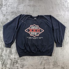 Vintage Super Bowl XXII Sweatshirt Mens Large Blue NFL Football Trench USA 1988