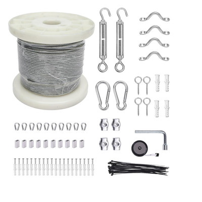 1/8'' Wire Cable Rope Kit ，Vinyl Coated 304 Stainless Steel Wire   100FT 7x7 Stra