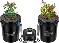 VIVOSUN 2 Bucket  5 Gal DWC Hydroponics Grow System w/ Top Drip Kit