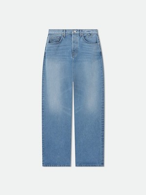 RHUDE MEN'S BLUE WIDE-LEG DENIM TROUSERS MSRP $765