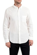 Burberry Brit Men's Linen White Button-Down Long Sleeve Casual Shirt