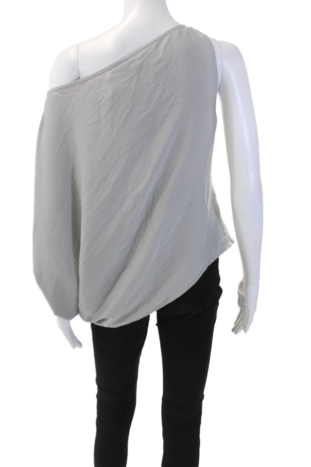 Blusa drapeada gris sin mangas KaufmanFranco para mujer talla S Foto 3 de 4