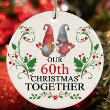Our 60th Christmas Together Ornament Funny Gnome Couple 60 Year Anniversary Gift