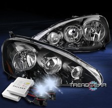 For 05-06 Acura Rsx Dc5 Crystal Style Black Headlights Lamps W8k Xenon Hid Pair