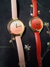 Coppia Orologi Donna Quarzo Funzionanti Ottime Batterie Nuove Ottime Condizioni Rosso Rosa