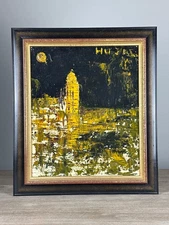 Modern Expressionist City At Night Signed UJac, Toulouse.