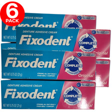 Fixodent Denture Adhesive Cream Complete Original Strong Hold 0.75 oz - 6 Pack