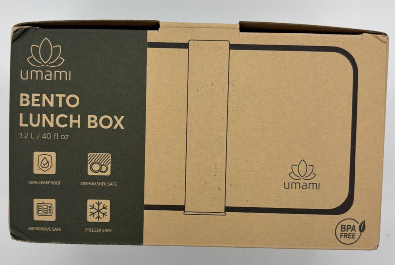 Umami All-in-1 Bento Box Adult Lunch Box with cutlery set (40oz) NEW IN BOX