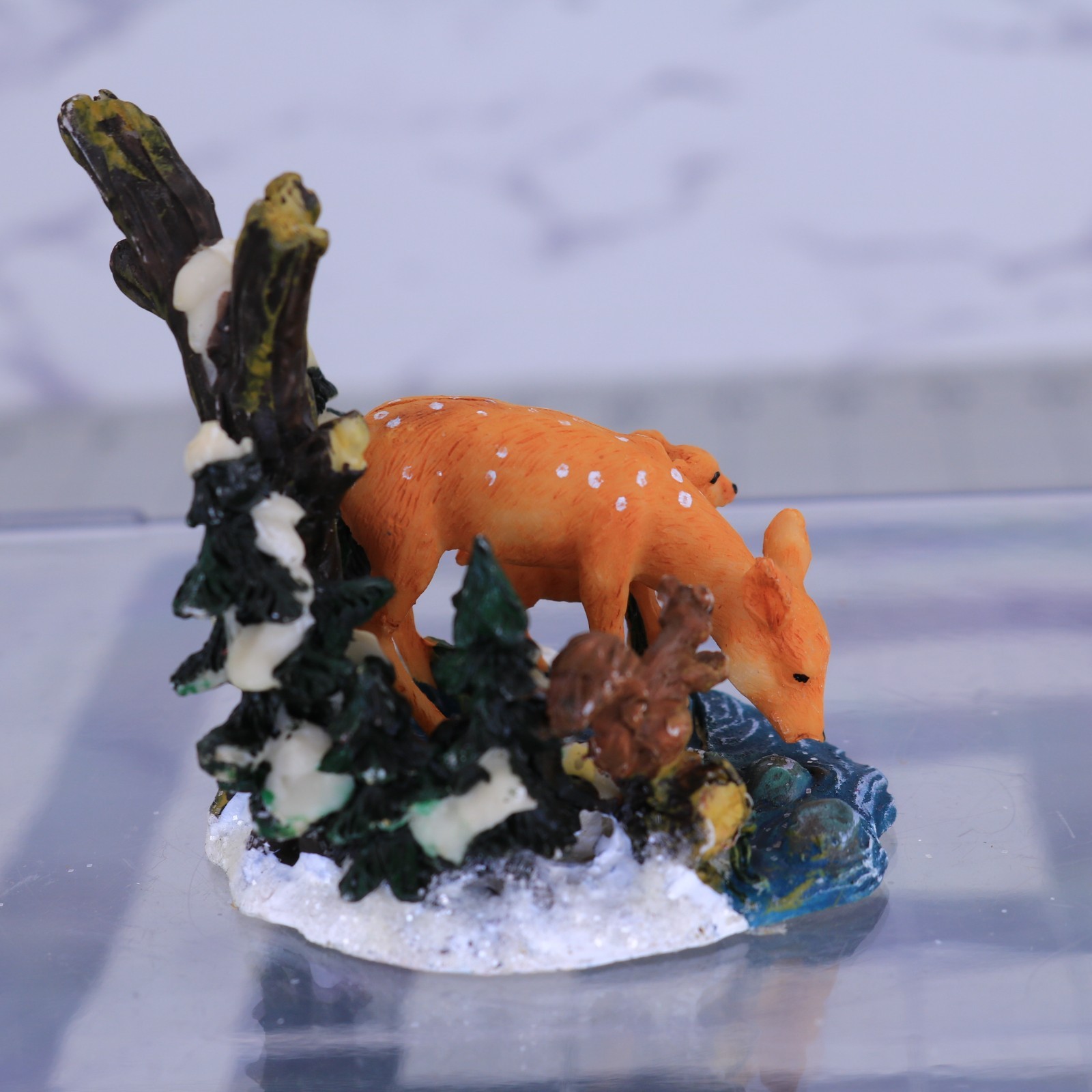 🦌 COBBLESTONE CORNERS 2002 Deer & Squirrel Wildlife Christmas Village Accessory