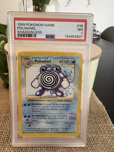 PSA 7 NM Shadowless Base Set Poliwhirl 38/102 Pokemon Card. Fresh Cert