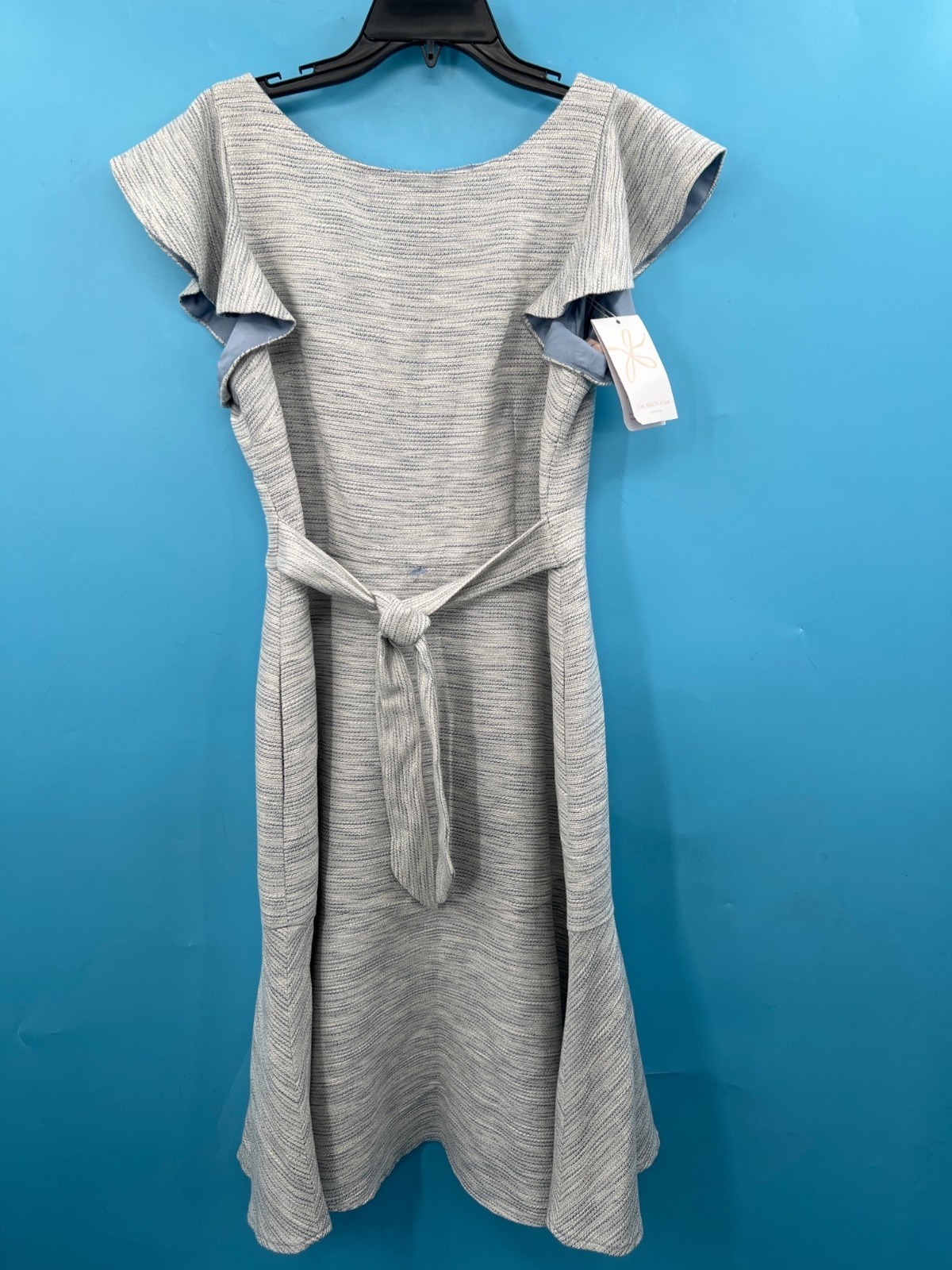 GAL MEETS GLAM Daniela A-Line Multi-Blue Grey Flare Dress Sz 12 (NWT)