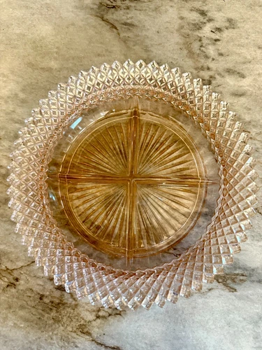 VINTAGE Hocking - Miss America - Pink Depression Glass - Divided Relish Dish