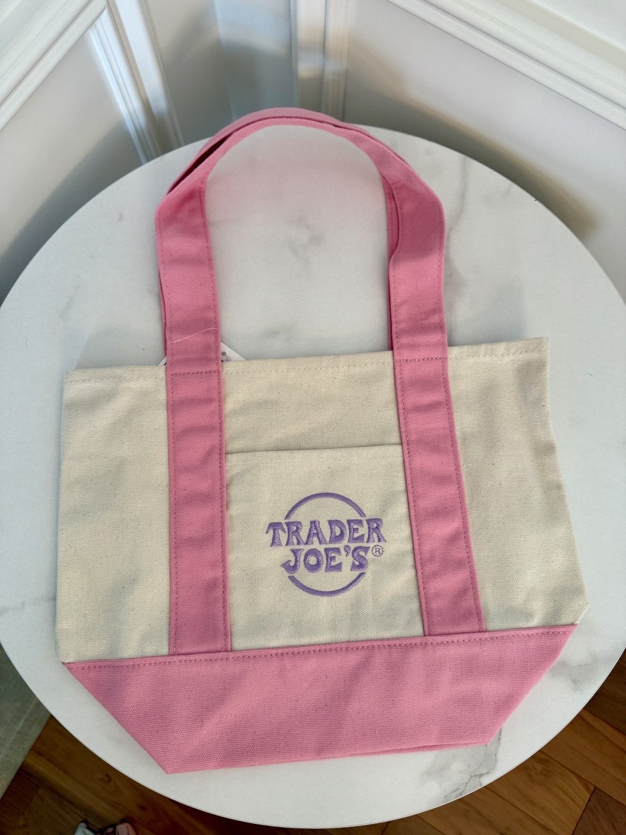 💖 Trader Joe's Mini Pink Tote Bag NEW NWT Limited Edition Canvas