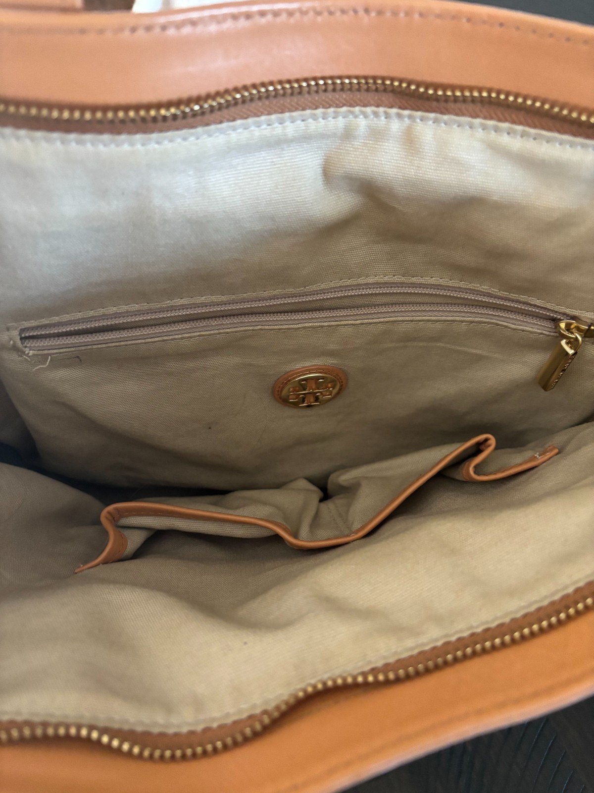 Tory Burch Striped Canvas Zippered Handbag w/Leather Trim thumbnail 8