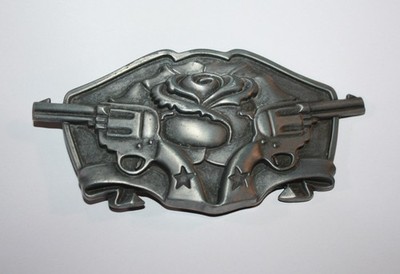 VTG Y2K Famous Stars & Straps Guns & Rose Belt Buckle! Travis Barker ~ Blink 182