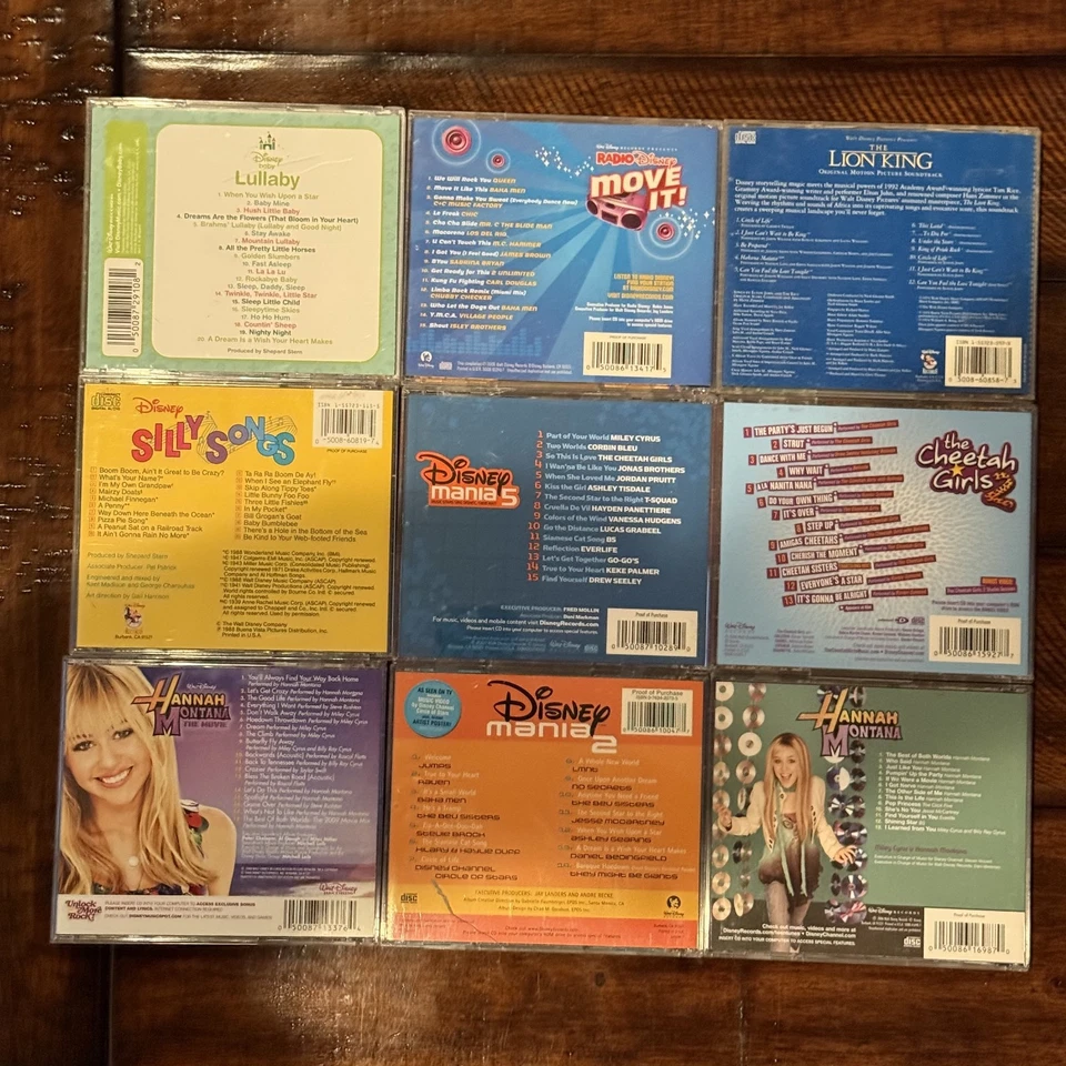 Disney 9 CD Lot - Kids/Hip Hop/Lion King/Mickey Mouse/Hannah Montana/Mania 2,5 - Image 2 of 2