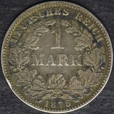 1875-G Germany Silver 1 Mark - Wilhelm I - ✪COINGIANTS✪