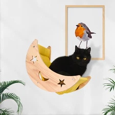 Cat Hammock Moon Bed Wall Mounted Shelf Hammock Shelves and Perches Solid Wood F