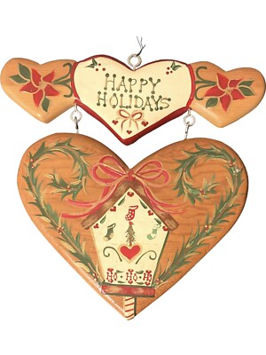 Handmade Wood Christmas Hanging Wall Decor English Roses Vintage JDI Fallbrook