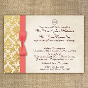 gold coral damask personalised