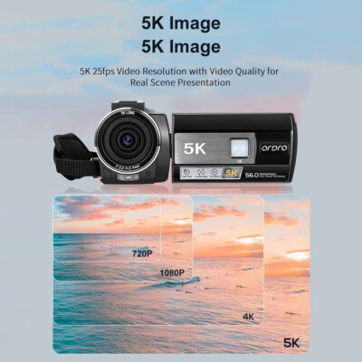 5K Digital Video Camera WiFi Camcorder with Camera Holder Lens