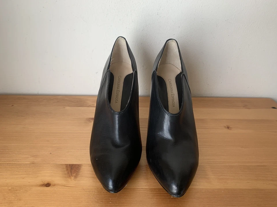 $348 CAROLINNA ESPINOSA talla 8.5M Cetoulee cuero negro cadena botines zapatos Foto 2 de 4