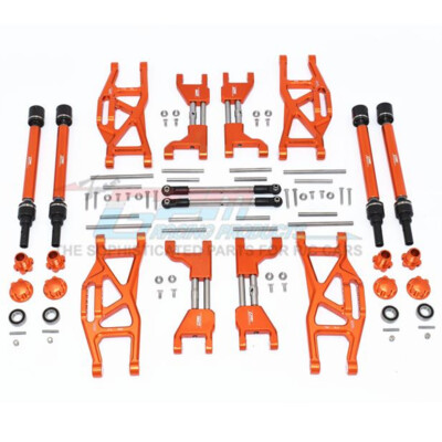GPM Alum F&R Upp+Low Arms+F&R Adj CVD Drive Shaft+Hex Adap+Whl Lock Ornge : Maxx