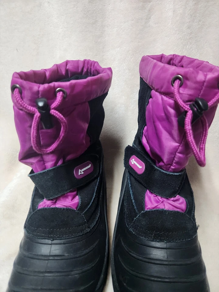 Botas trituradoras de nieve impermeables diseño alpino para niña talla 5 rosa y negro  Foto 3 de 4