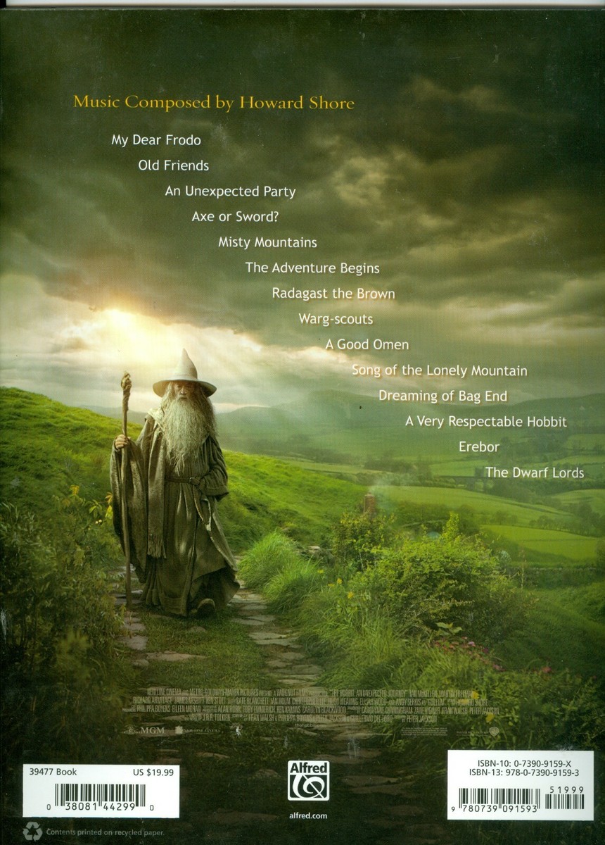 THE HOBBIT piano vocal with chords sheet music songbook Lord of