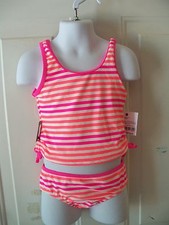 OshKosh 2 PC Pink/Orange Striped Swim Suit UPF 50 Size 3T Girl's NEW LAST ONE