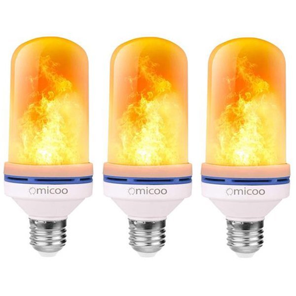 3x Omicoo E26 E27 LED Flame Effect Fire Bulb Flickering Atmosphere Light 3 Modes