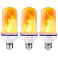 3x Omicoo E26 E27 LED Flame Effect Fire Bulb Flickering Atmosphere Light 3 Modes