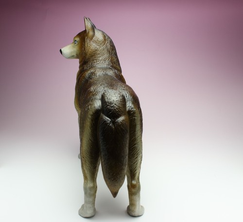Statuetta in ceramica Siberian Husky Rosso Rame Opaca Glassa Giappone Stock Fallito - Foto 6 di 12
